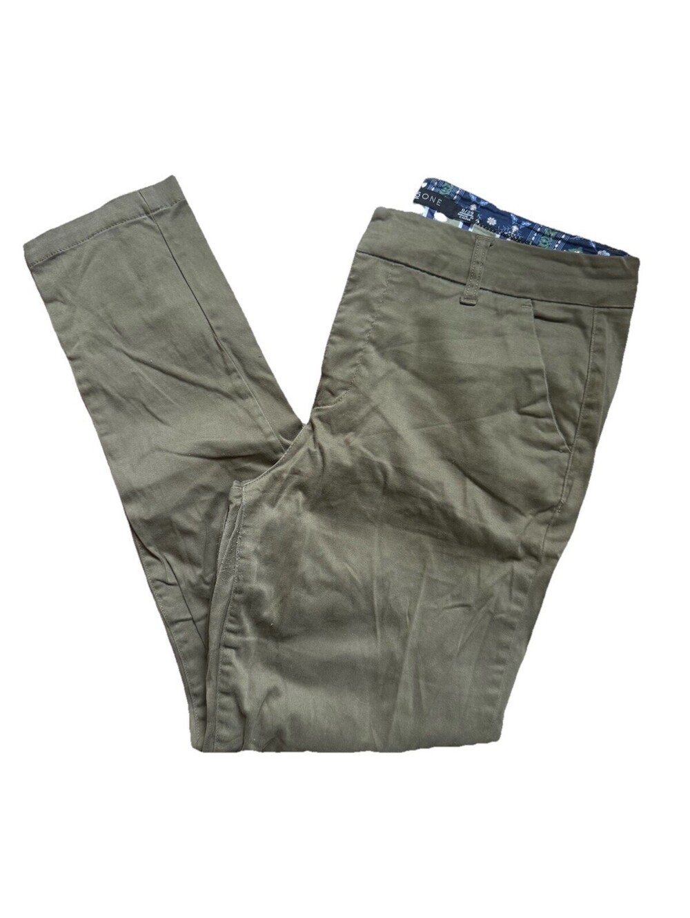 One5One Pants Womens 8/29 Olive Green Stretch Dress Slacks Trousers Rayon Blend